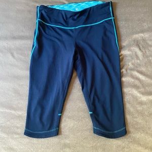 Navy Tangerine Capri Leggings